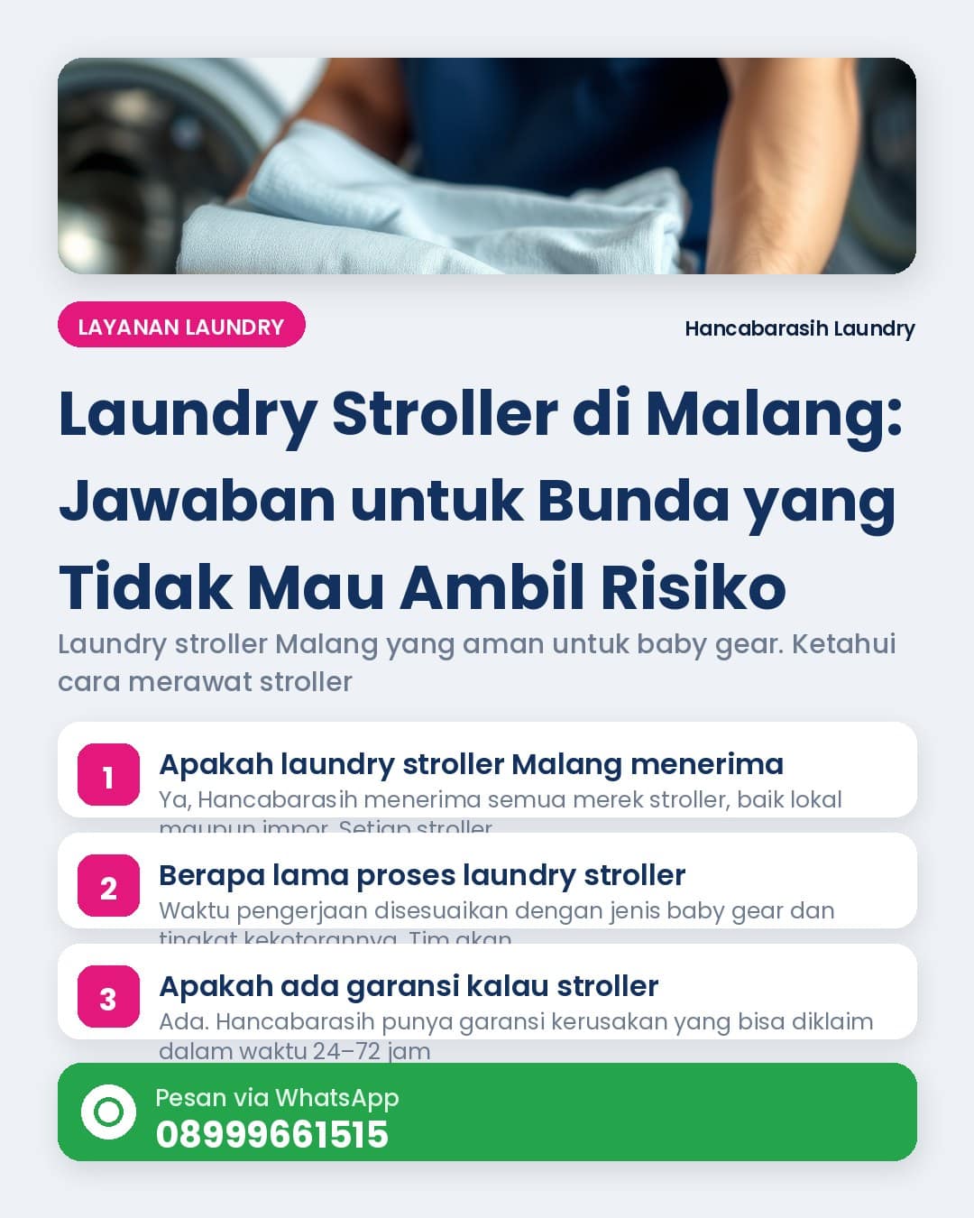 Laundry stroller malang — proses laundry stroller dan baby gear di Hancabarasih Laundry Malang