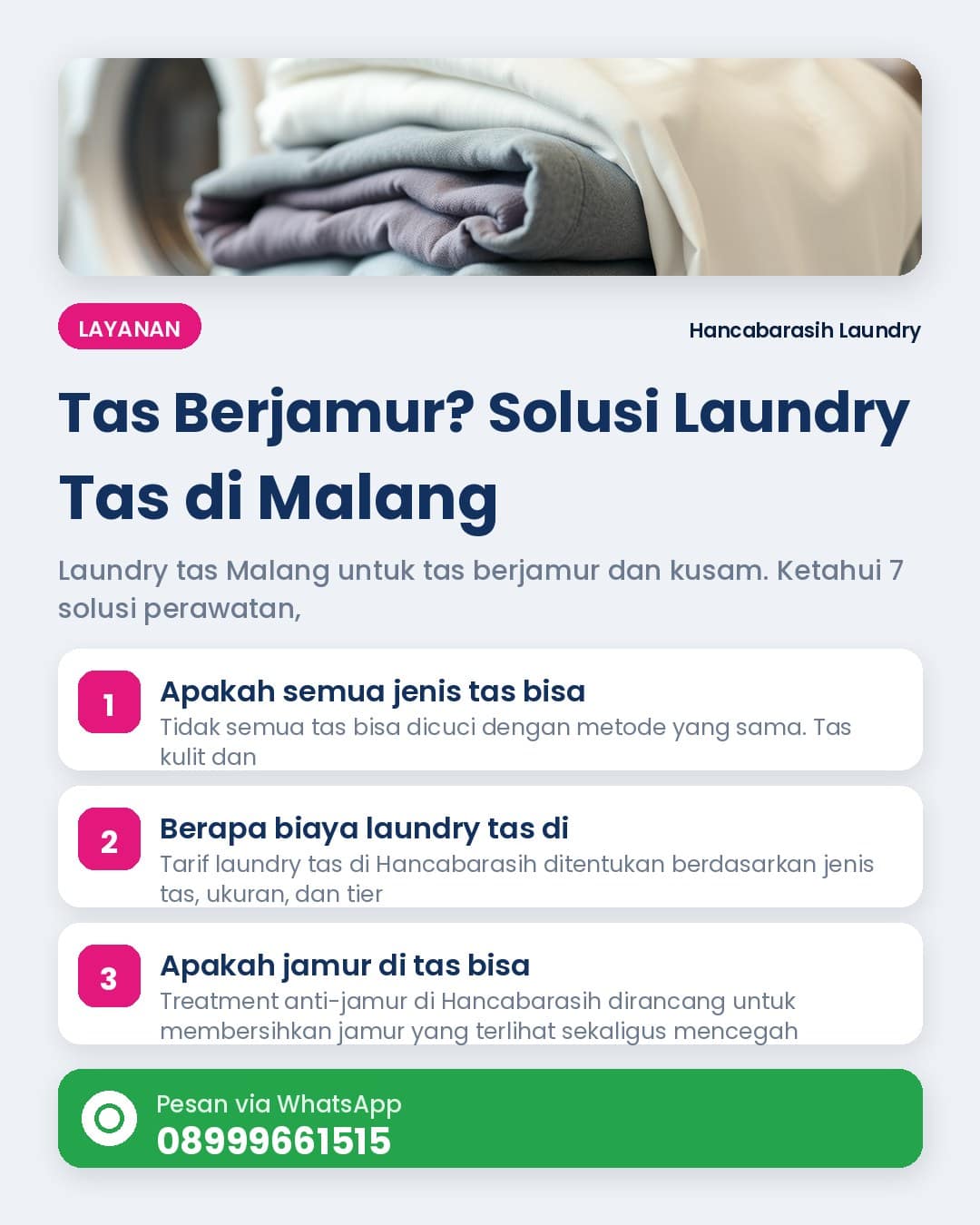 Ilustrasi perbandingan tas berjamur dan tas bersih setelah laundry tas Malang