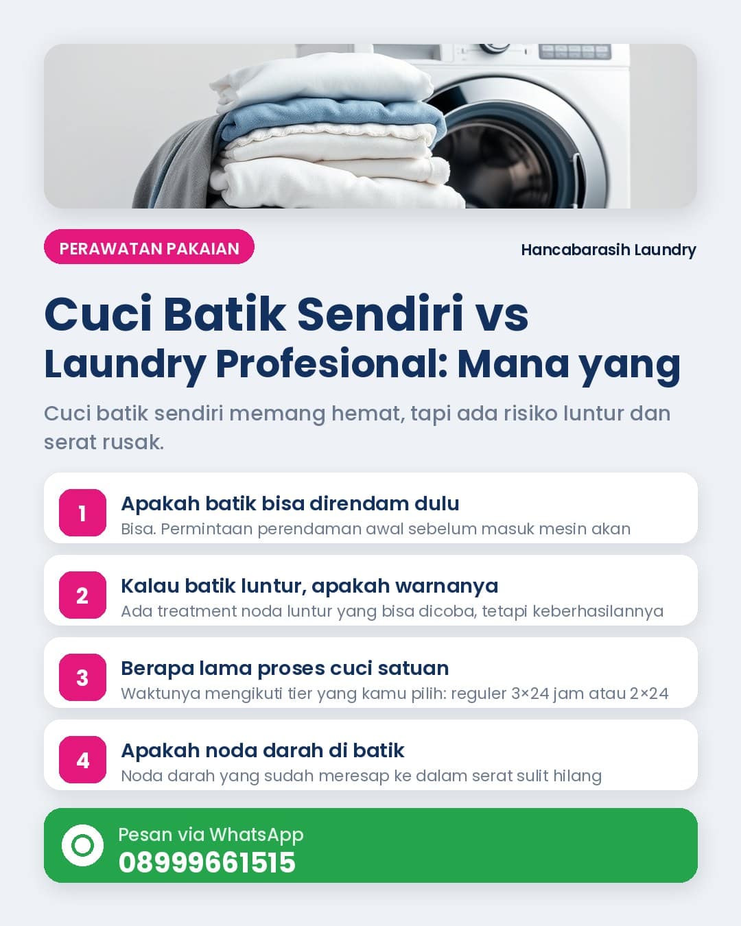 Panduan cuci batik sendiri dan perawatan batik di laundry