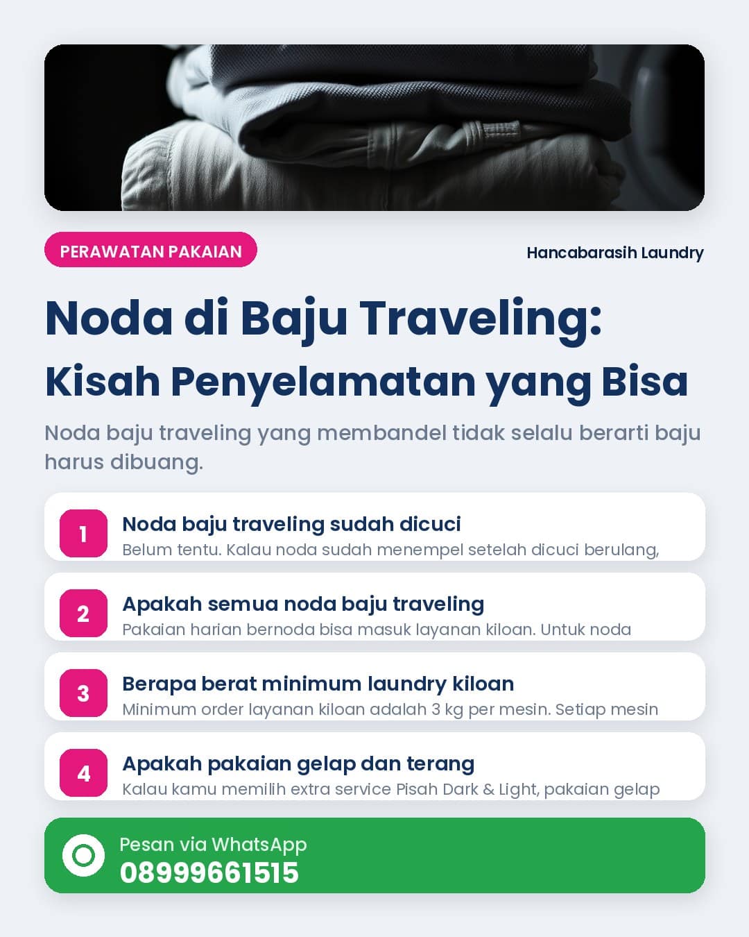 Panduan noda baju traveling dari Hancabarasih Laundry