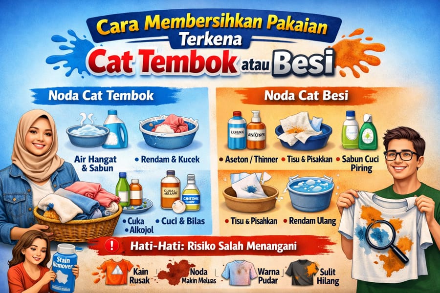 Cara Membersihkan Pakaian yang Terkena Cat Tembok atau Besi