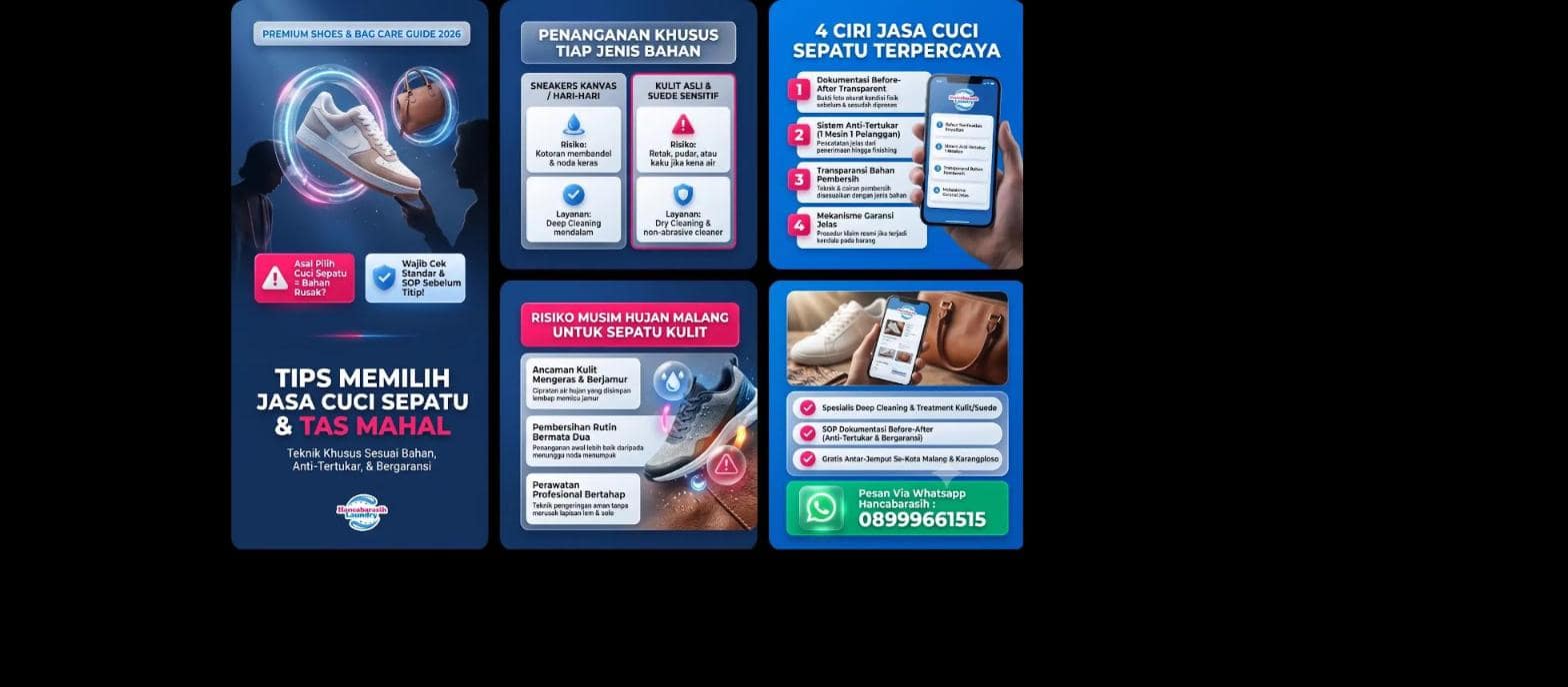 Infografis laundry sepatu dan tas di Malang - Hancabarasih Laundry