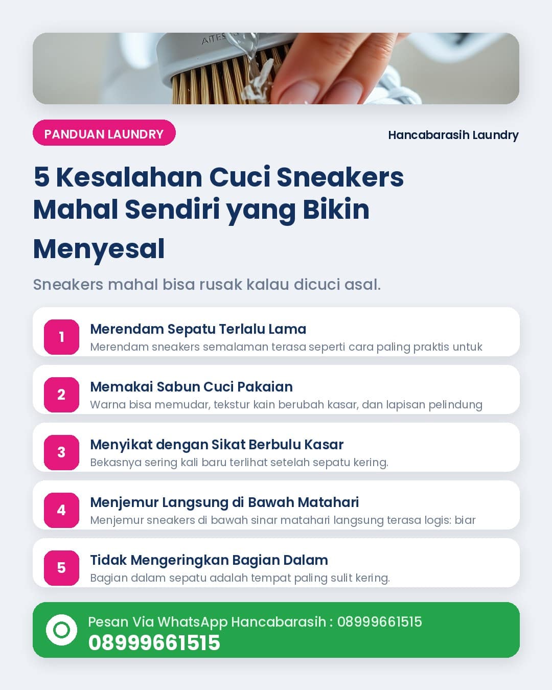 Ilustrasi perbandingan sneakers mahal yang dicuci sendiri dan dicuci profesional